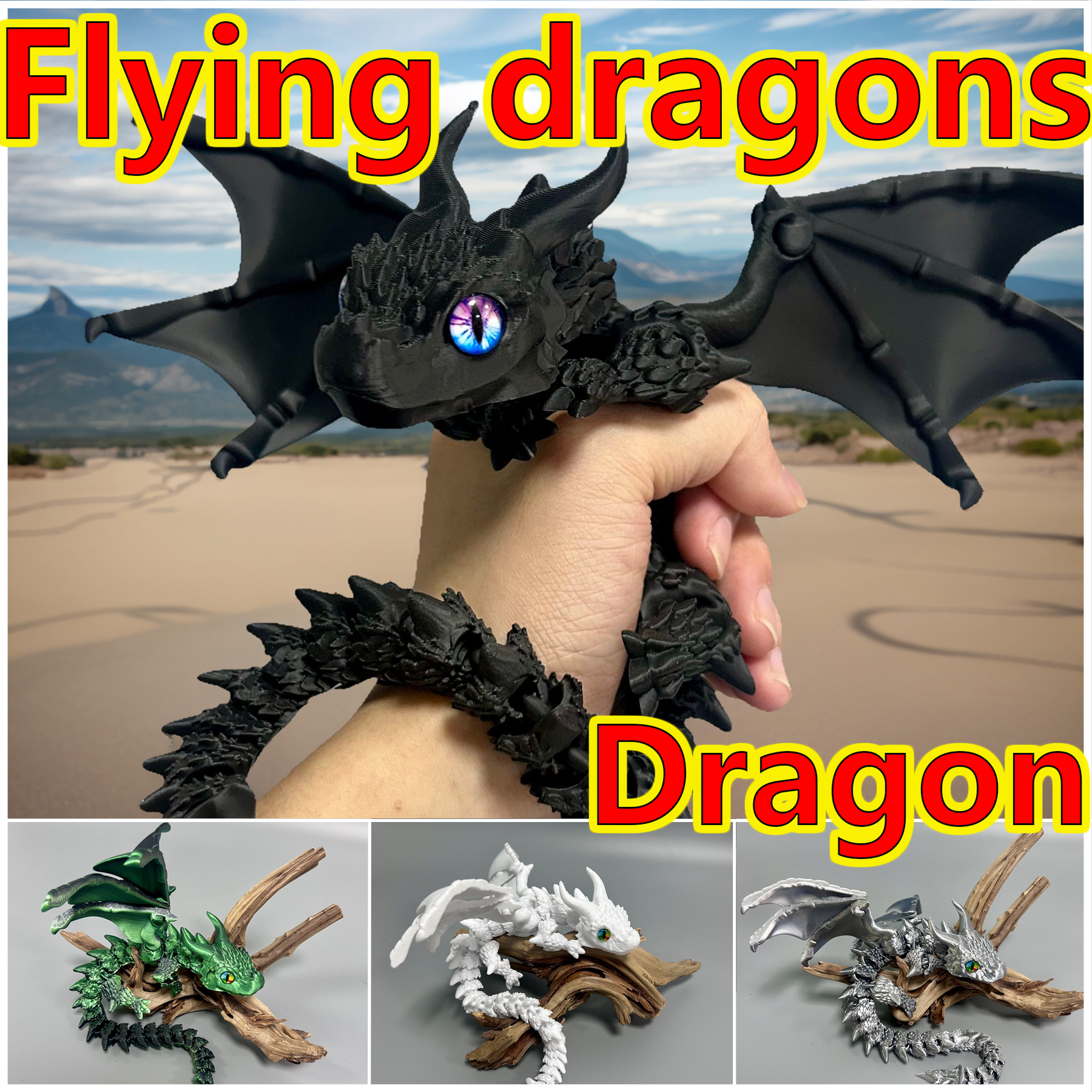 3D Printing Mockup - 39.5Cm/15.55In 3D Printed Dragon Moveable Joints