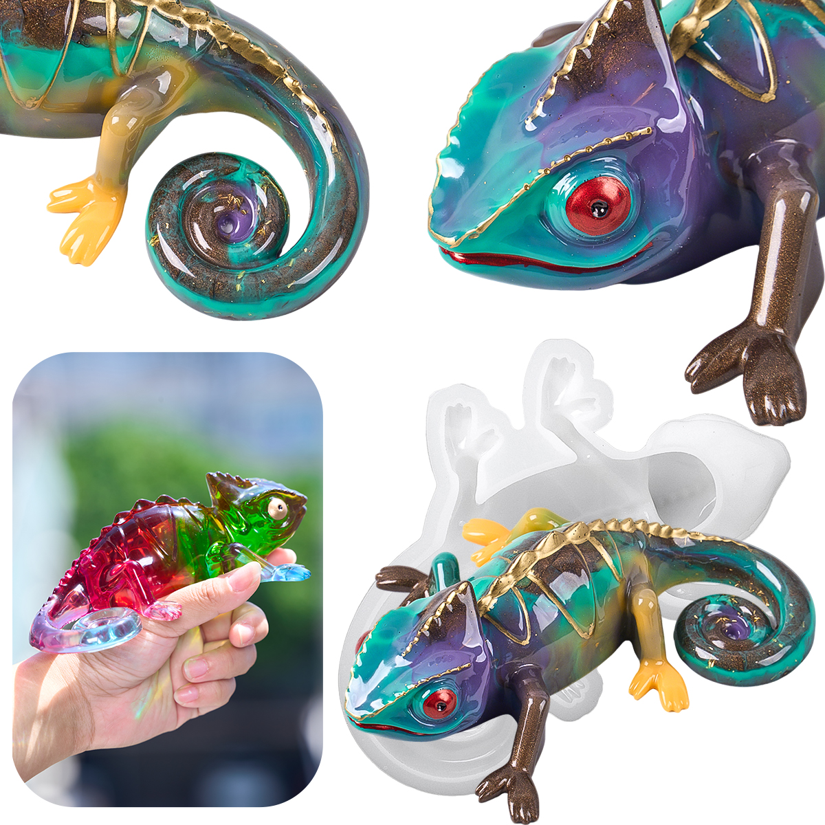 17cm 3D Chameleon Lizard Silic - 3D Printing With Silicone 评论和价格