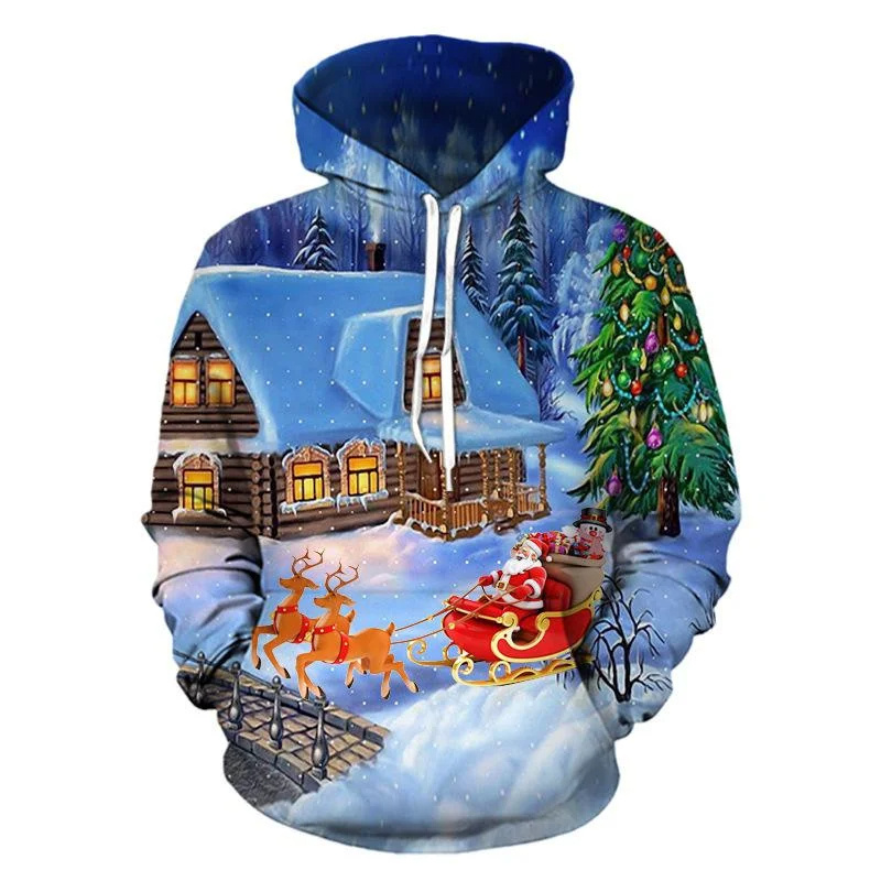 Santa Claus Cat Pattern Hoodie - 3D Printing Rabbit 评论和价格