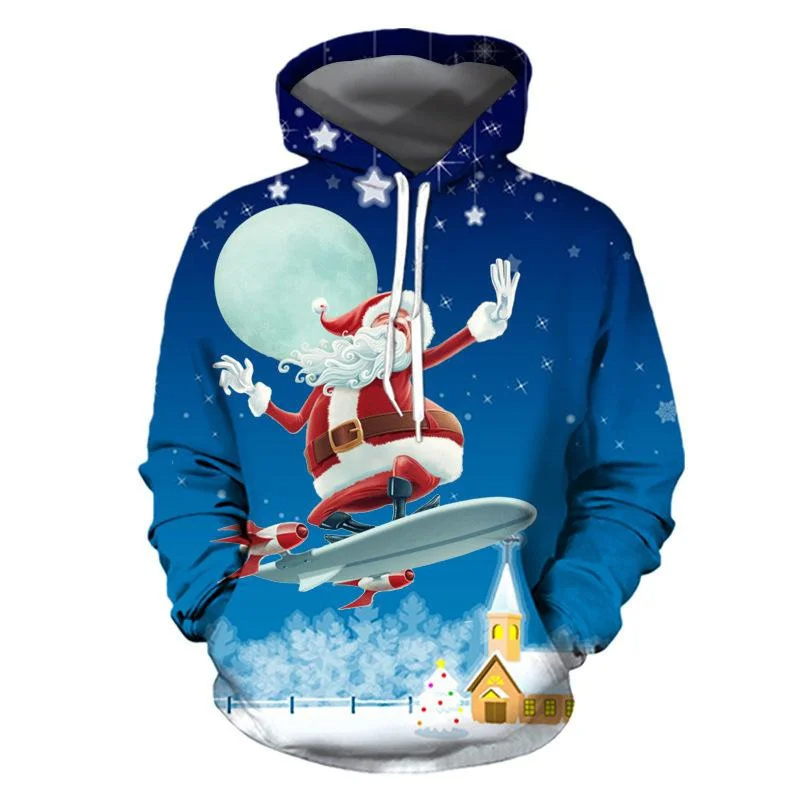 Santa Claus Cat Pattern Hoodie - 3D Printing Rabbit 评论和价格