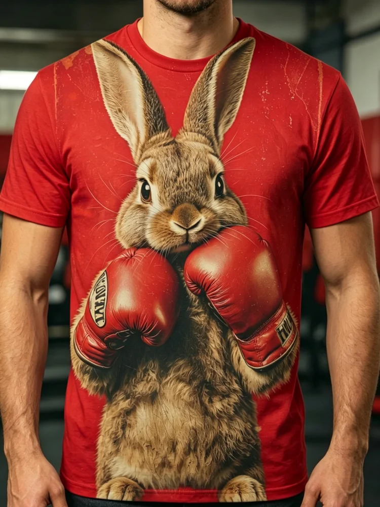 3D Boxing Rabbit Print Men's T - 3D Printing Rabbit 评论和价格