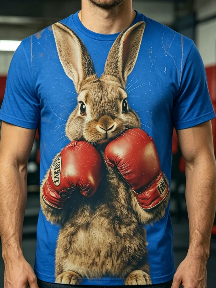 3D Boxing Rabbit Print Men's T - 3D Printing Rabbit 评论和价格