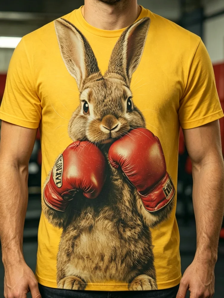 3D Boxing Rabbit Print Men's T - 3D Printing Rabbit 评论和价格